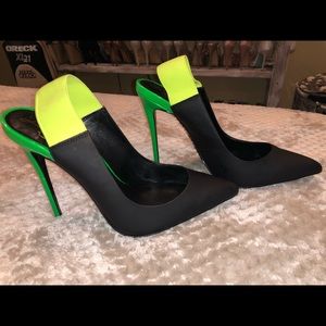 Lust for life black and green stilettos
